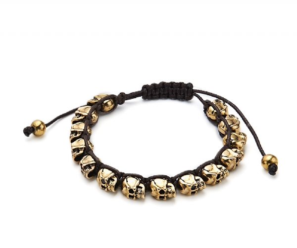 Gold Tone heavy metals skull bracelet- top quality